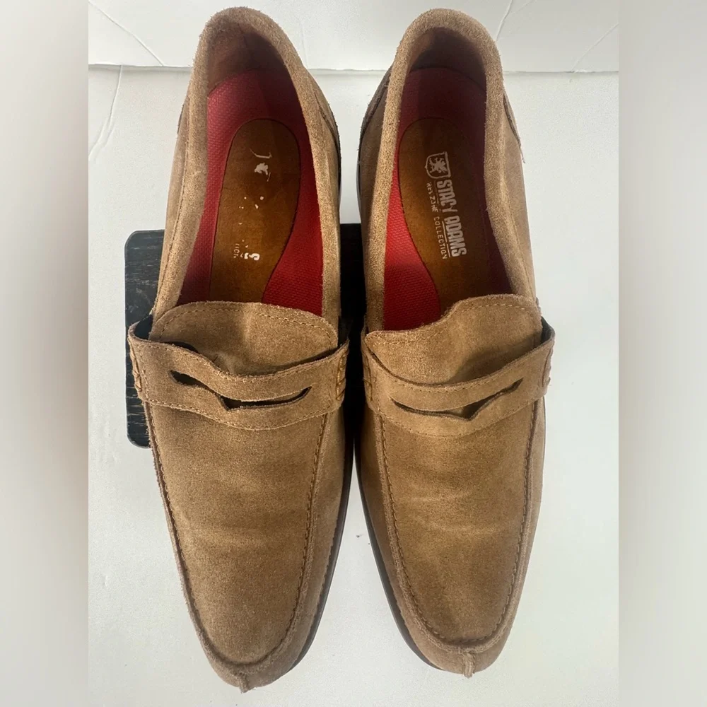 Stacy Adams Suede Penny Loafers Men’s 9M Brown Leather Slip On Dress Shoes